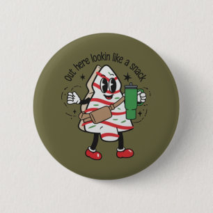 Hier draußen aussehend wie ein Snack Weihnachtsbau Button