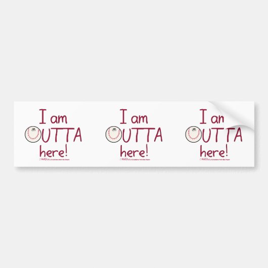 Hier draußen! Baseballzeichen Autoaufkleber (Vorne)