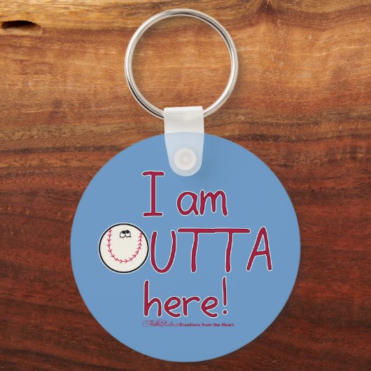 Hier draußen! Baseballzeichen Schlüsselanhänger (Vorderseite)