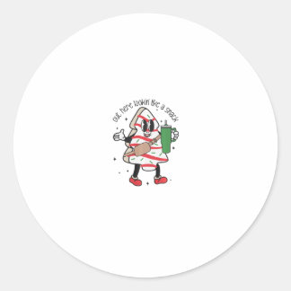 hier draußen, niedliche Weihnachten wie ein Imbiss Runder Aufkleber
