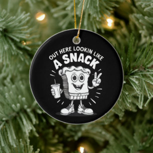Hier draußen sehe ich aus wie ein Snack Weihnachts Keramik Ornament
