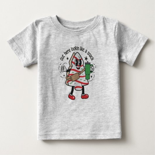 Hier draußen sieht man wie ein Snack Weihnachtsbau Baby T-shirt (Vorderseite)