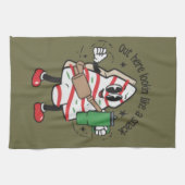 Hier draußen sieht man wie ein Snack Weihnachtsbau Geschirrtuch (Horizontal)