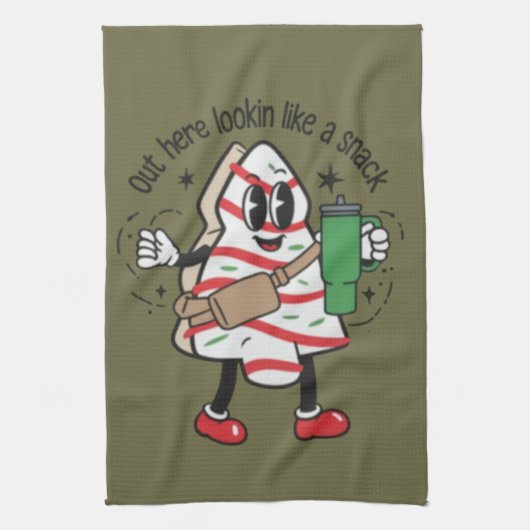 Hier draußen sieht man wie ein Snack Weihnachtsbau Geschirrtuch (Vertikal)