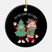 Hier draußen sieht man wie ein Snack Weihnachtsbau Keramik Ornament (Vorne)