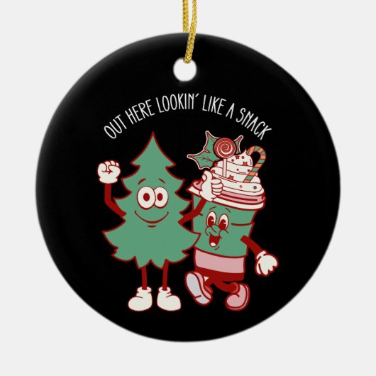 Hier draußen sieht man wie ein Snack Weihnachtsbau Keramik Ornament (Vorne)