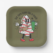 Hier draußen sieht man wie ein Snack Weihnachtsbau Pappteller (Vorderseite)