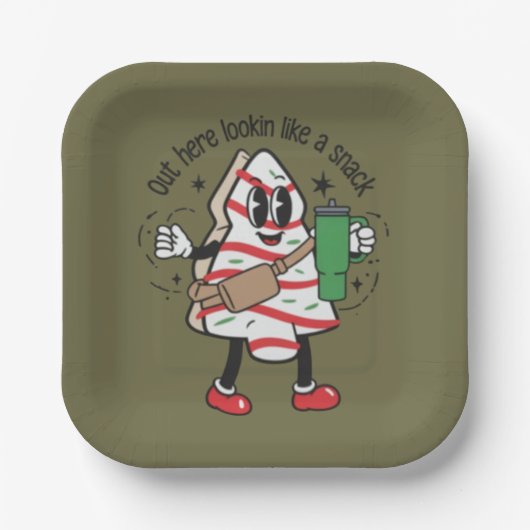 Hier draußen sieht man wie ein Snack Weihnachtsbau Pappteller (Vorderseite)