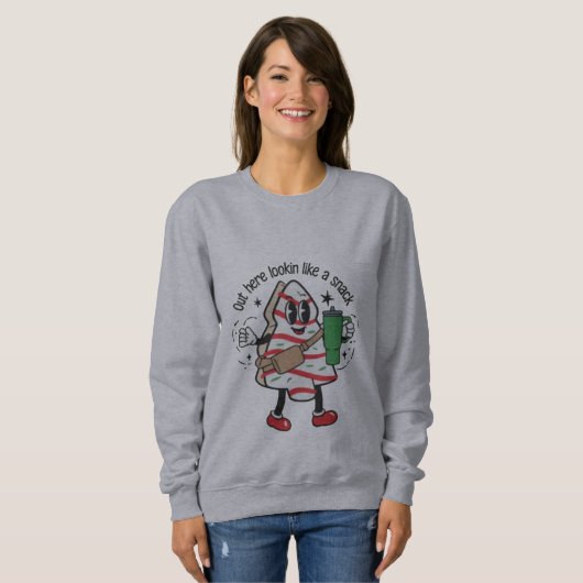 Hier draußen sieht man wie ein Snack Weihnachtsbau Sweatshirt (Vorne ganz)