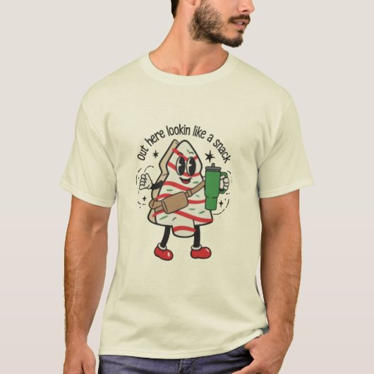 Hier draußen sieht man wie ein Snack Weihnachtsbau T-Shirt (Vorderseite)