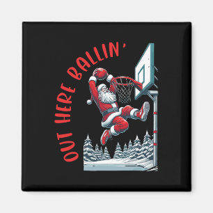 Hier draußen spielt Santa Sketll Weihnachten Sketl Magnet