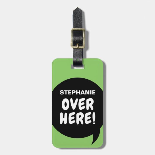 Hier drüben! (personalisierbar) gepäckanhänger (Vorderseite vertikal)