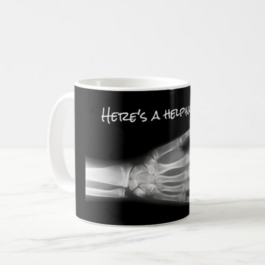 "Hier eine ist das Helfen Hand!" Handröntgenstrahl Kaffeetasse (Vorderseite Links)