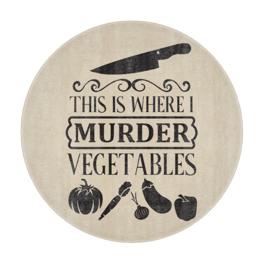 Hier ermordete ich Gemüse, Glas Schneidebrett (Vorderseite)