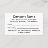 Hier finden Sie ein Schwarz-Weiß-Logo von Freunden Empfehlungskarte (Rückseite)