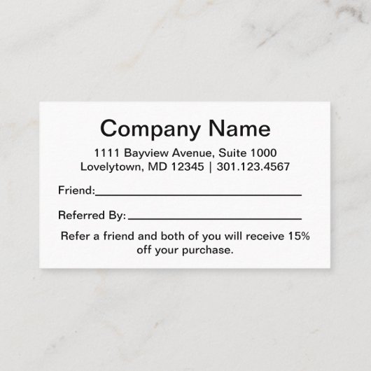 Hier finden Sie ein Schwarz-Weiß-Logo von Freunden Empfehlungskarte (Rückseite)