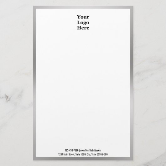 Hier finden Sie Ihr Schwarz-weißes und silbernes L Briefpapier (Vorderseite)