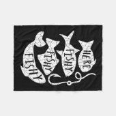 Hier Fisch Funny Gift für Angelfreunde Vater Fleecedecke (Vorderseite (Horizontal))