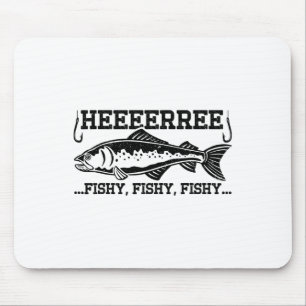 Hier Fische Lustiger Fischer Männer Vater B Angler Mousepad