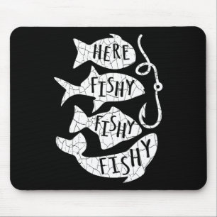 Hier fischen fischig lustiges Geschenk für Angelfr Mousepad