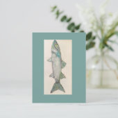hier fischig fischig Fisch Postkarte  (Stehend Vorderseite)