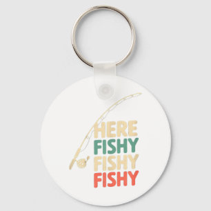 Hier-fischig Lustiges Angeldesign B Fisch _1 Schlüsselanhänger