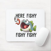 Hier Fischiger Fischer Lustiger Angler Süßer Fisch Mousepad (Mit Mouse)