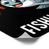 Hier Fishy Fishing Funny Worm Niedlich Fish Fisher Poster (Ecke)