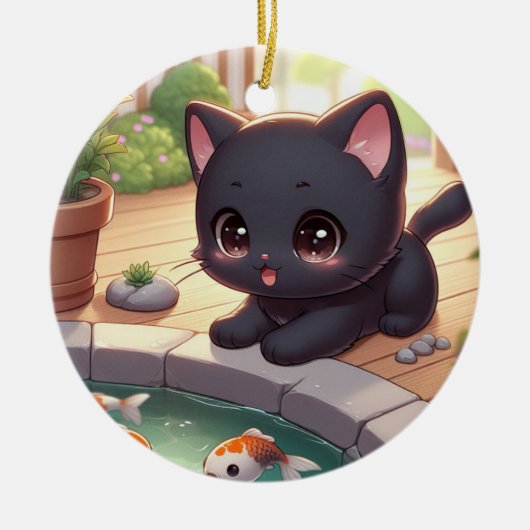 Hier Fishy Fishy! Keramik Ornament (Vorne)