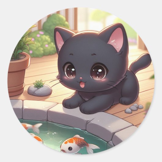 Hier Fishy Fishy! Runder Aufkleber (Vorderseite)