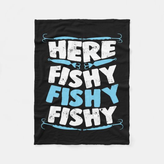 Hier Fishy Fishy T Shirt Men Women Kids Fisch Fleecedecke (Vorderseite)