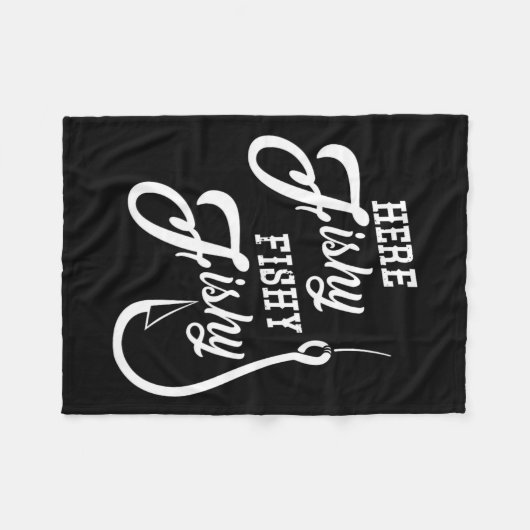 Hier Fishy Funny Fishing Viel Glück Shir Fleecedecke (Vorderseite (Horizontal))