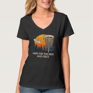 Hier für Bier und Discs trinken Disc Golf Alkohol T-Shirt