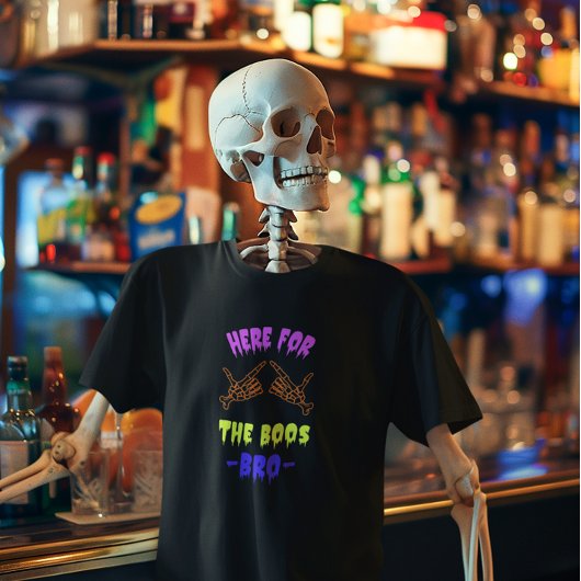 Hier für Boos, Bro Funny Halloween Party T-Shirt
