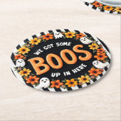 Hier für Boos Fun Halloween-Party Gefallen Runder Pappuntersetzer (Angewinkelt)