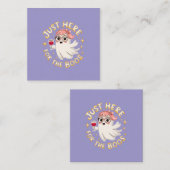 Hier für Boos - Funny Halloween Ghost Quadratische Visitenkarte (Vorne/Hinten)