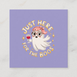 Hier für Boos - Funny Halloween Ghost Quadratische Visitenkarte