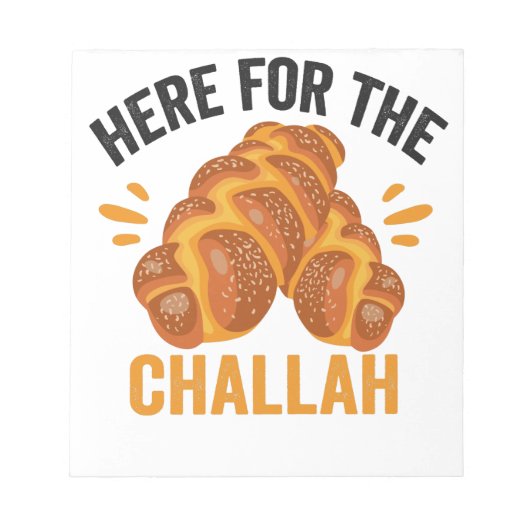 Hier für Challah Funny Jewish Hanukkah Brot Notizblock (Vorderseite)