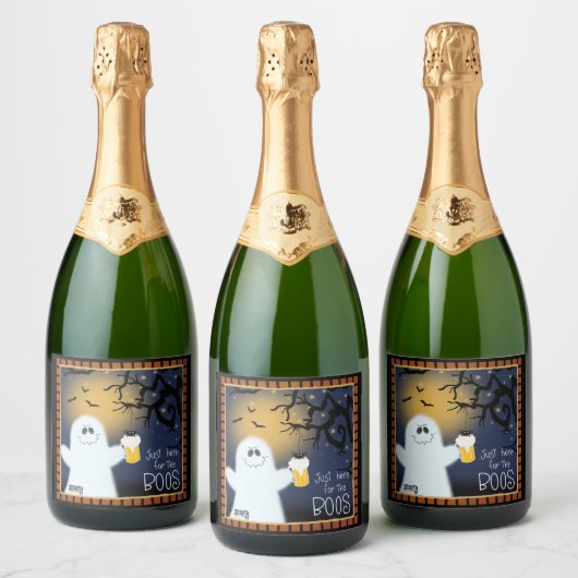 Hier für die Boos Funny Niedlich Ghost Inspirivity Schaumweinetikett (Flaschen)