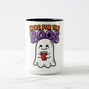 Hier Für Die Buhs Süße Geist Halloween-Party-Kunst Zweifarbige Tasse