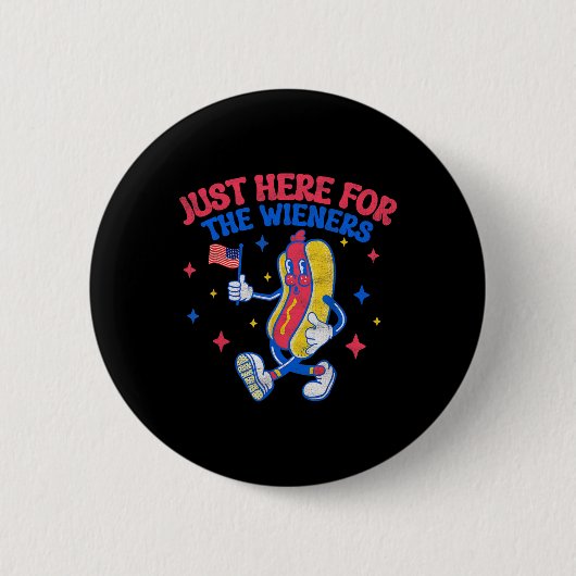 Hier für die Dackeln 4. Juli Hot Dog 6 Button (Vorderseite)