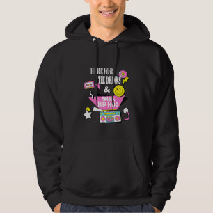 Hier für die Getränke und 90er Hip Hop Funny Rap Q Hoodie