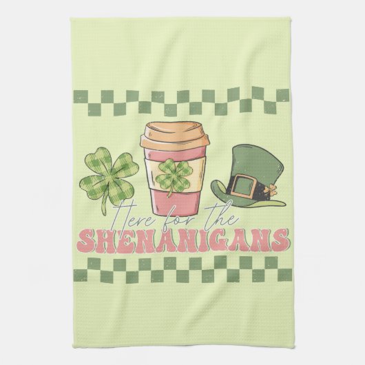 Hier für die Shenanigans - Kaffee in Klee Geschirrtuch (Vertikal)