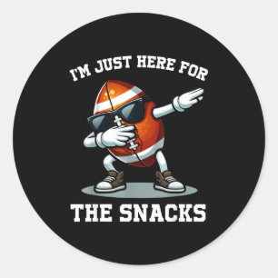 Hier für die Snacks amerikanischer Fußball lustige Runder Aufkleber
