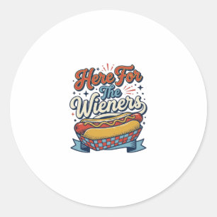 Hier Für Die Würstchen Vintage Hot Dog Shirt_1 Runder Aufkleber