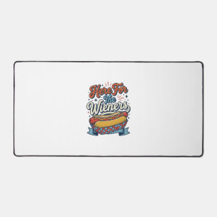 Hier Für Die Würstchen Vintage Hot Dog Shirt_1 Schreibtischunterlage