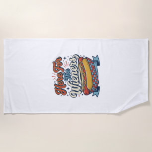 Hier Für Die Würstchen Vintage Hot Dog Shirt_1 Strandtuch