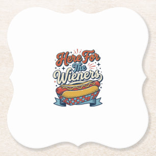 Hier Für Die Würstchen Vintage Hot Dog Shirt_1 Untersetzer