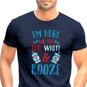 Hier für Rot, Weiß und Alkohol Lustig Patriotisch Tri-Blend Shirt
