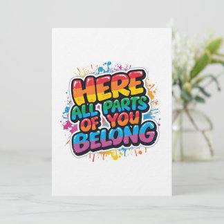 Hier gehören alle Teile von dir hin - Regenbogen-Z Einladung